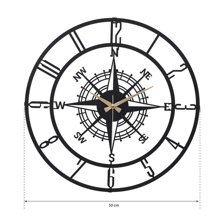 Wallity Reloj de pared decorativo en metal negro de 50 cm Wallity Reloj de pared decorativo en metal negro de 50 cm